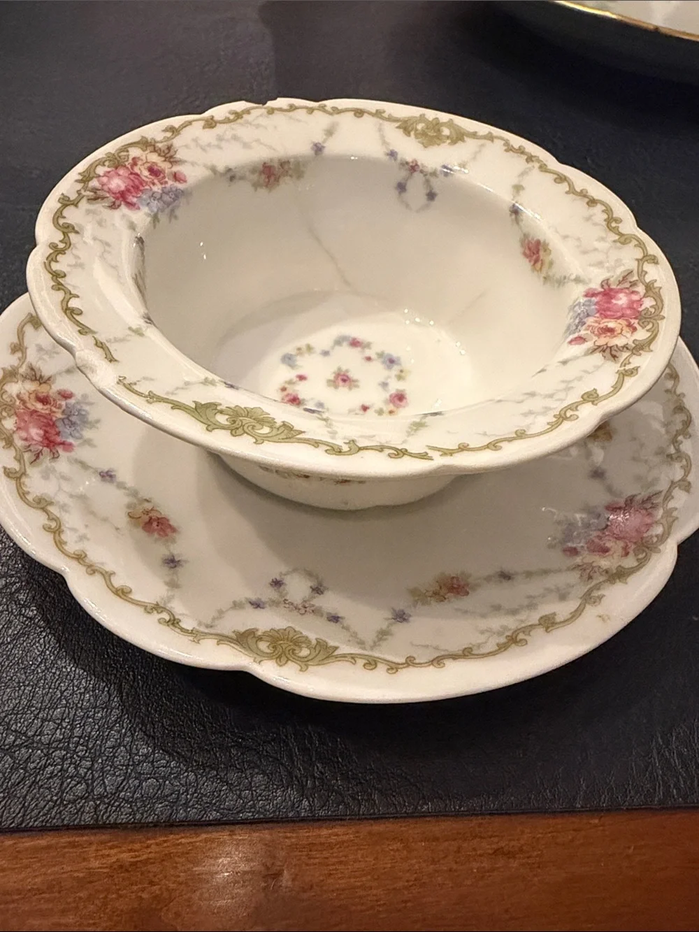 C. Ahrenfeldt Vintage Floral Porcelain Bowl and Saucer Set